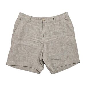 Panama Jack Shorts Mens 32 M 100% Linen Tan Khaki Brown Bermuda Lightweight